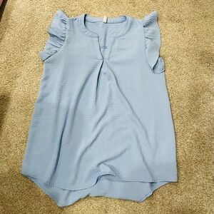 Light Blue Women's Ruffle Sleeve Top